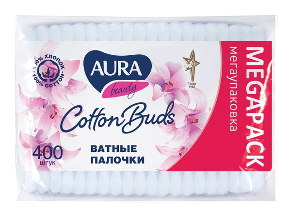 Палочки ватные AURA Beauty, 400шт